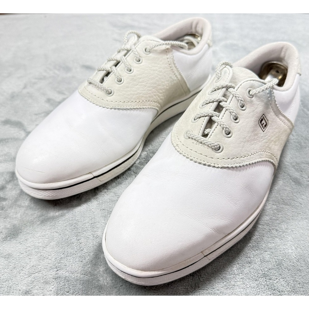 FootJoy Cape Cod Golf Shoes Mens Size 8.5 White Leather Spiked 98674 Low Top